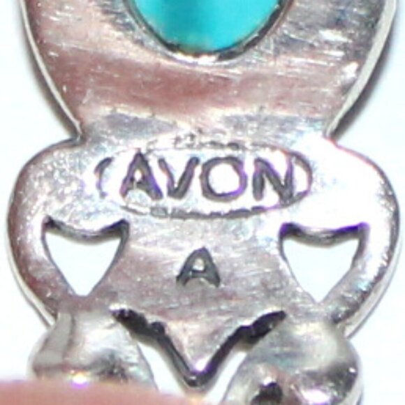 Vintage Sterling Silver Avon Faux Turquoise Half Hoop Earrings - Picture 4 of 6